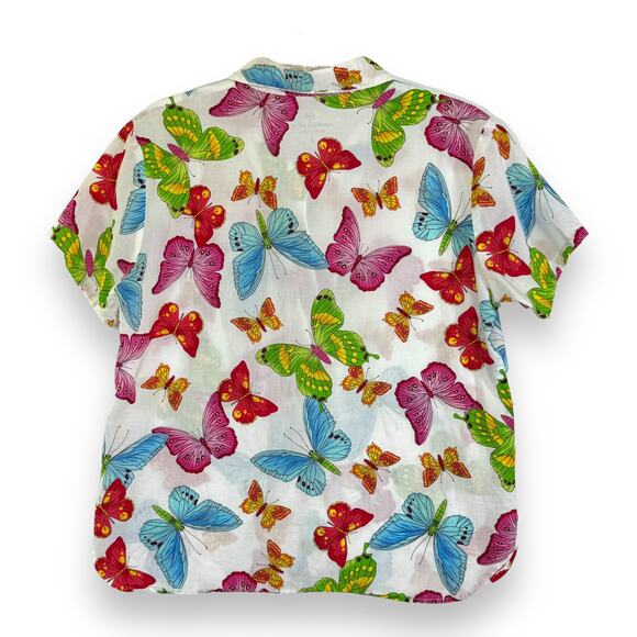 Victorias Secret Y2K Pajama Shirt S Pocket Button Butterfly Whimsy Fairy Summer - Picture 2 of 12